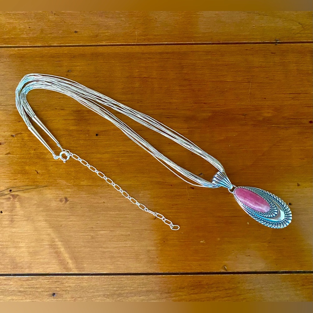 Carolyn Pollack Sterling Silver and Rhodochrosite Necklace